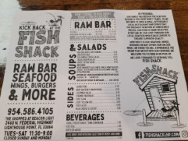 Fish Shack menu