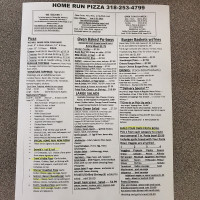 Home Run Pizza menu