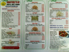 Asian To Go menu