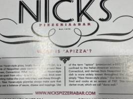 Nick's New Haven Style Pizzeria menu