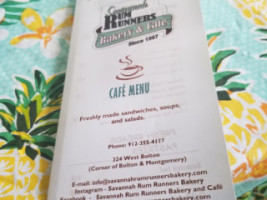 Savannah Rum Runners Bakery And Cafe menu