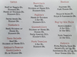 Esther's Sueno menu