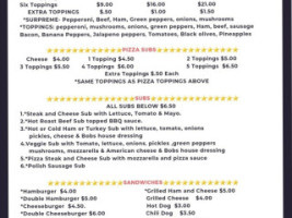 Bob-a-rea's Pizza Subs menu