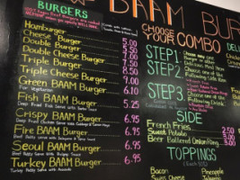 Baam Burger menu