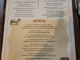 Peekamoose menu