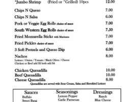 Tnts Billiards Grill menu