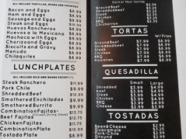 Sandy's Burritos menu