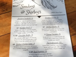 Shirley's Cafe Bakery menu