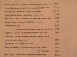 Tree House And Grill menu