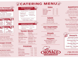 Don Monaco Pizzeria Catering menu