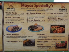 Mayas Authentic Mexican Food menu