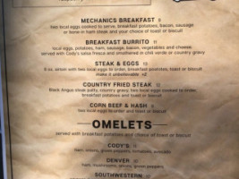 Cody's Gastro Garage menu