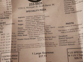 Saylor's Pizza menu