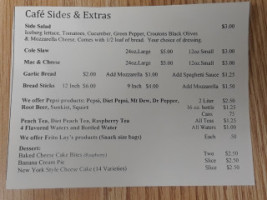 Second To None Cafe menu