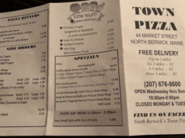 Town Pizza menu