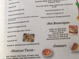 Taqueria El Mexicano menu