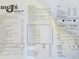 Big J's Pizza Burgers menu