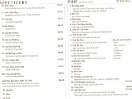 Life Pho menu