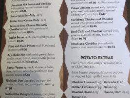 Potato Valley Café menu