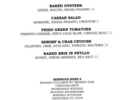 Bonz Lounge menu