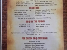 Fox Creek Bbq menu