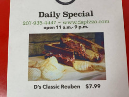 D's Pizza Pasta Subs menu