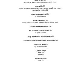 The Weathervane Lounge menu