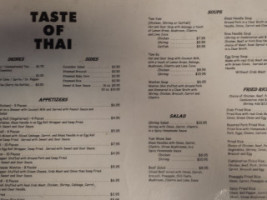 Taste Of Thai menu