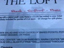 The Loft menu