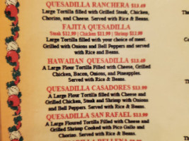 Casadores Mexican Grill menu