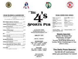 The 4's Sports Pub menu