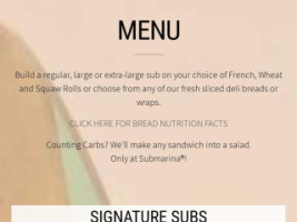 Submarina Lake Elsinore menu