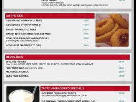 Dyer's Burgers menu