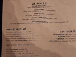 Evangeline menu