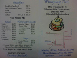 Windplay Deli menu