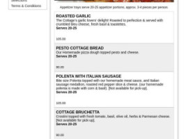 Italian Cottage menu