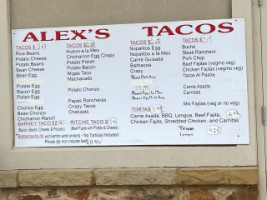 Alex's Tacos menu