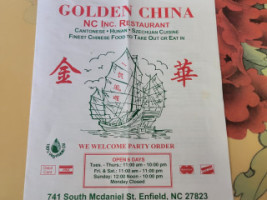 Golden China menu