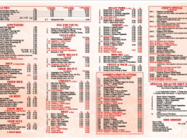 Main Moon Chinese menu