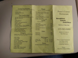 Penn's Corner menu