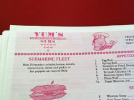 Yum's menu