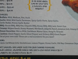 Wing Warehouse menu