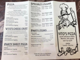 Vito's Pizza menu