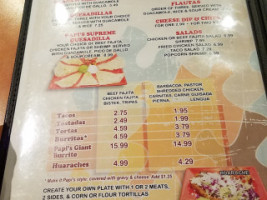 Papi Chulo's Mexican menu