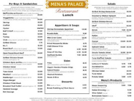 Mena's Palace Phone Number, Reservations, Reviews menu