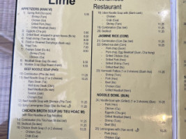 Lime Vietnamese menu