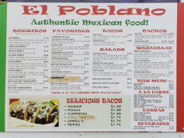 El Poblano Mexican menu