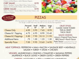 Arturo's Pizza Kitchen menu