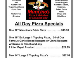 Mancino's Pizza Grinders Of Traverse City Chum's Corner menu