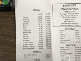 Brother's Famous Pizza menu